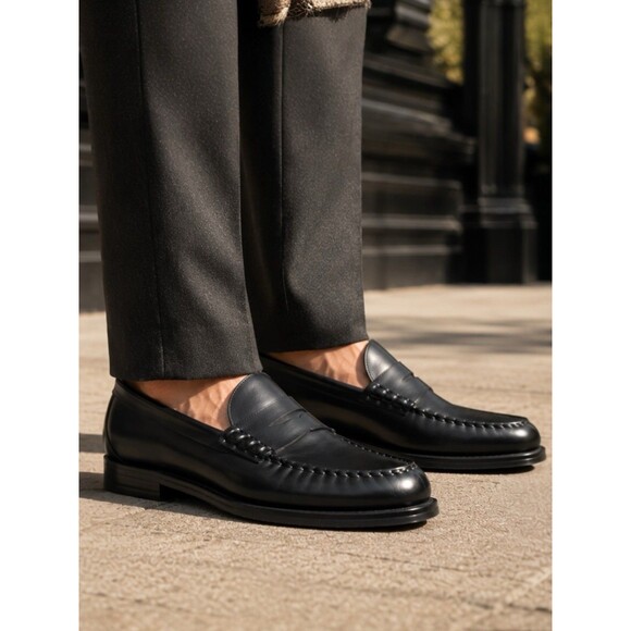 J Crew Penny Loafers Mens 9.5 Black Leather Sole Business Preppy Luxury Shoes main image 12